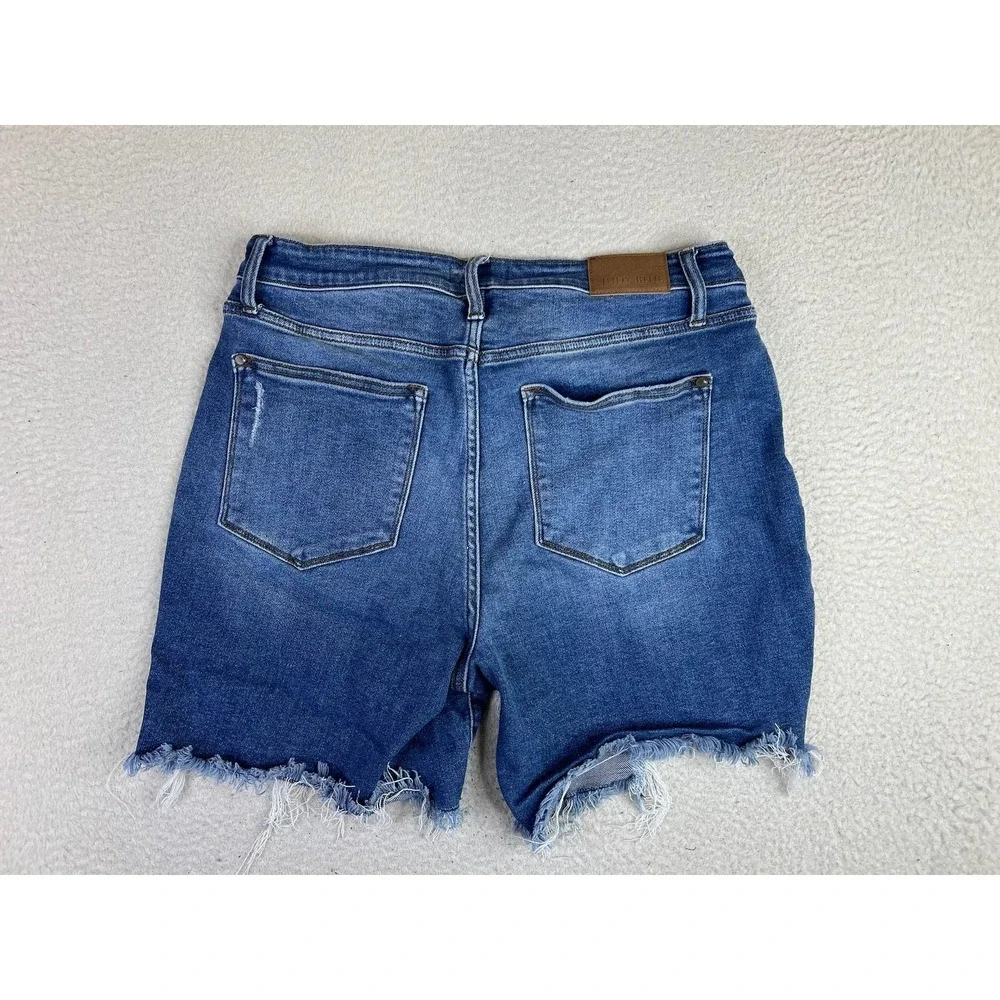 Judy Blue Denim Shorts Womens 1XL Blue Cutoff Distressed Stretch 7 Inseam